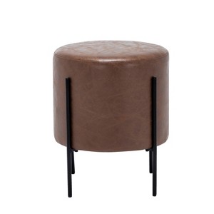 16" Modern Round Ottoman with Metal Base - WOVENBYRD - 1 of 4