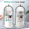 BRINJOY Vanity Makeup Brushes Holder Toothbrush Holders with Sliding Lid, Rotating 3 Slots Bathroom Organizer Countertop - 3 of 4