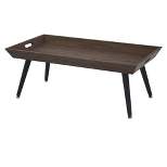 Rectangle Wooden Coffee Table with Tray Top and Metal Legs Brown/Black - The Urban Port