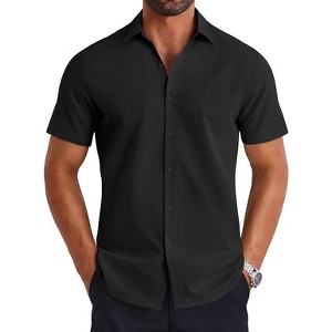 COOFANDY Mens Button Down Shirts Short Sleeve Casual Shirt Summer Untucked Dress Shirts - 1 of 4