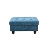 DOMETOUR Blue Flannel Storage Ottoman-Soft Upholstered Living Room Footrest with Hidden Compartment for Bedroom, Entryway, or Small Spaces - 2 of 4