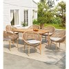 7Pcs Outdoor Patio Dining Set, Dining Set with 6 PE Rattan Chairs and 1 Acacia Wood Table, Wood Frame Chairs with Foam Cushion-Coolbibila - 2 of 4