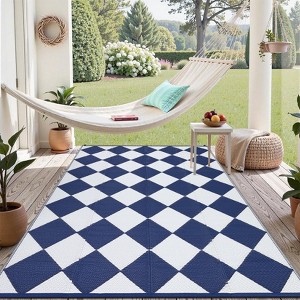 Outdoor Rug 9'x12' Waterproof Patio Rug, Reversible Lightweight Plastic Carpet for Deck Balcony Porch Decor - 1 of 4