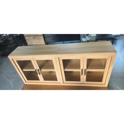 70.8" Sideboard Buffet Cabinet, Mid Century Modern Accent Cabinet with 4 Doors, Wood Coffee Bar Media Console Credenza for Kitchen, Brown