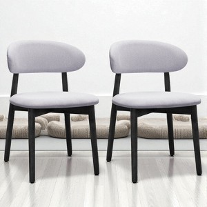 Set of 2 Upholstered Dining Chairs with Cotton-Linen Fabric and Solid Wood Legs, Modern Armless Kitchen Chairs for Dining Room, Living Room - 1 of 4