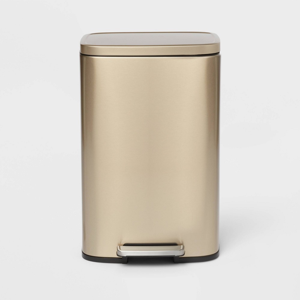 Photos - Waste Bin 45L Rectangle Stainless Steel Step Trash Can Gold - Brightroom™