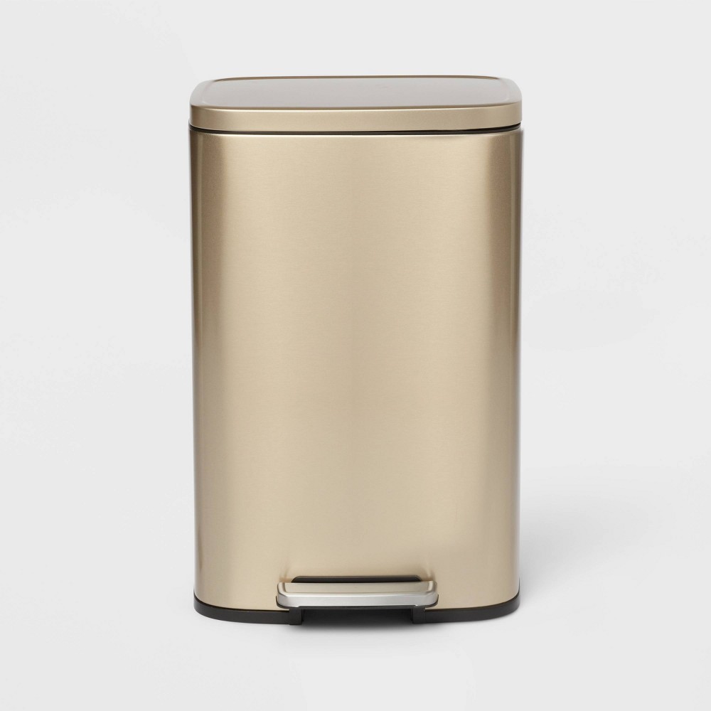 45L Rectangle Stainless Steel Step Trash Can Gold - Brightroomâ„¢