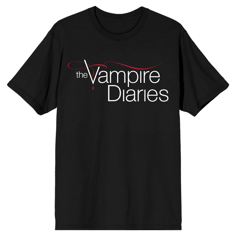 Vampire Diaries Text Logo Men's Black T-shirt, 1 of 2