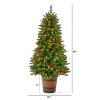 5ft. Pre-Lit Artificial Porch Christmas Tree with 200 Lights, 426 Branches & Berries in Decorative Planter– Charming X-Mas Décor - 2 of 4