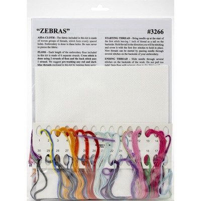 Design Works Kreuzstich-Set „Colorful Zebras“ – 14 Count Aida, Inkl. Garn & Anleitung