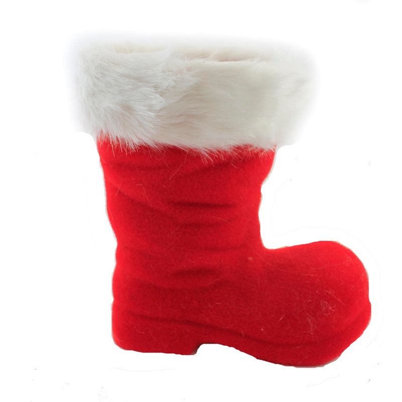 10.0 Inch Flocked Red Boot Santa Shoe Figurines, 3 of 4
