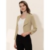 INSPIRE CHIC Women's Regular Fit Notched Lapel Ruched Sleeve Business Crop Blazer - 3 of 4