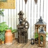 Outsunny 2-in-1 Outdoor Water Fountain with Birdhouse, Outdoor Waterfall Fountain with LED Lights Pump, Resin Outdoor Water Feature, Mixed Color - 3 of 4