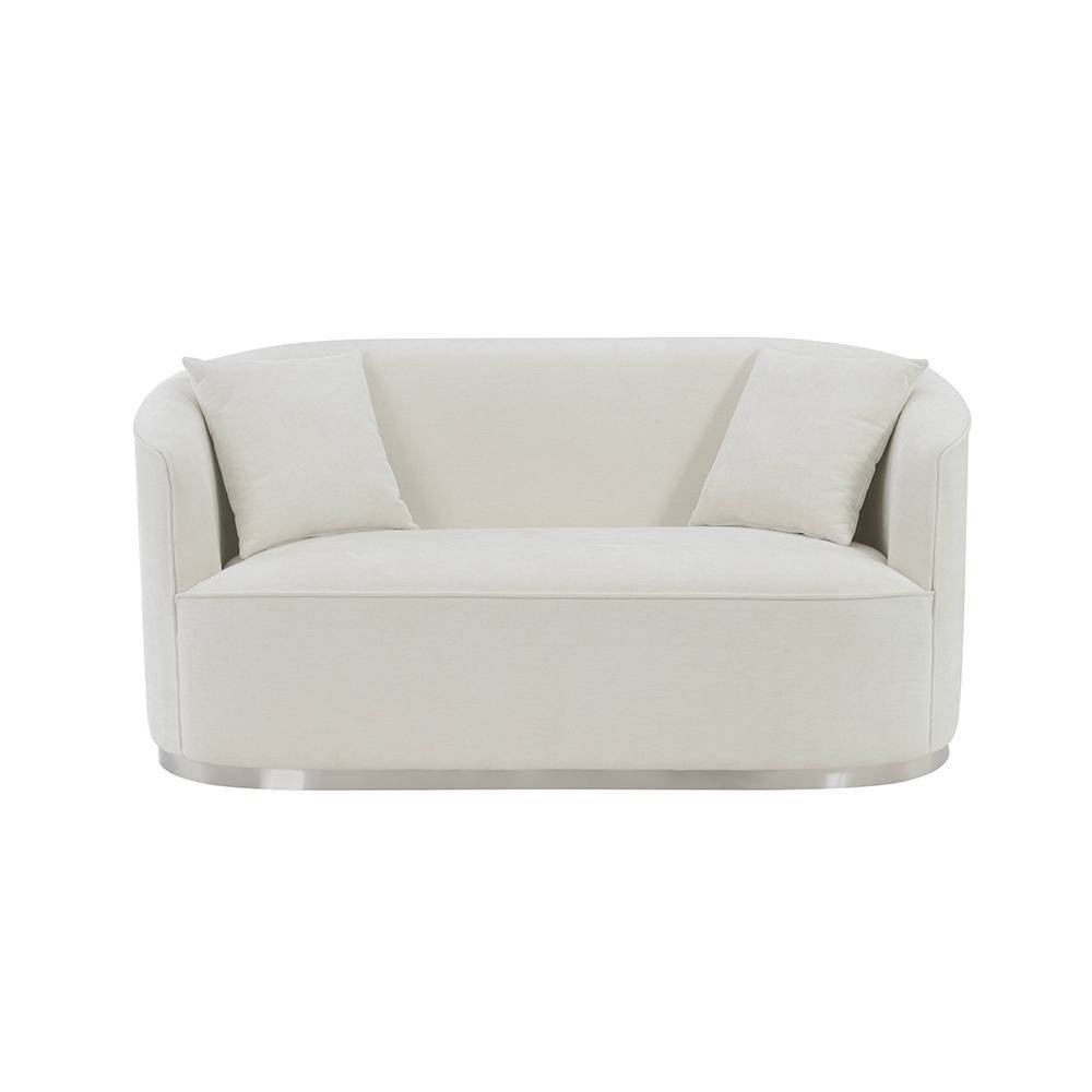 Photos - Sofa Acme Furniture 64" Odette  Beige Chenille : Classic Loveseat, 2 Pillows, No Assembly Required