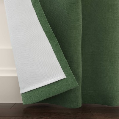 Green Velvet Blackout Window Curtain Panel with Rod Pocket