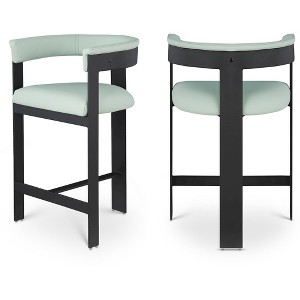 Meridian Furniture,Romeo Mint Green Vegan Leather Counter Stool, Set of 2 - 1 of 4