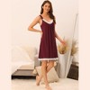 cheibear Women's Soft Pleated Full Slip Lace Lingerie Babydoll Nightgown - 3 of 4