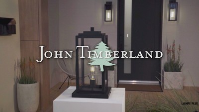 Matte Black 17" Modern Outdoor Pier Mount Light with Clear Glass Shade