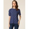 INSPIRE CHIC Women's Floral Summer Crew Neck Casual Shirred Short Sleeve Blouse - 3 of 4