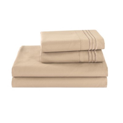 Marcielo 3/4 Pcs Soft Solid & Embroidery Bed Sheets Set