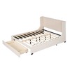 NicBex Queen Upholstered Platform Bed Frame with Wingback Velvet Headboard and 1 Drawer,Wood Slats Support,No Box Spring Needed,Easy Assembly - 3 of 4