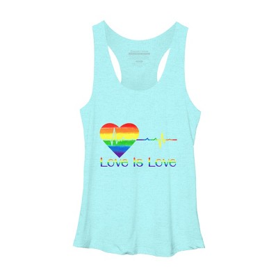 Adult Design By Humans Pride Love is Love Heartbeat By WinterJJ Racerback Tank Top