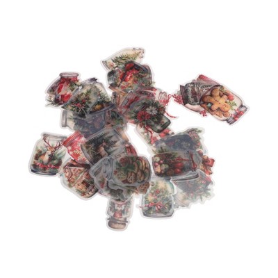 Unique Bargains Christmas Stickers for Ceramic Glass Metal Paper Plastic Waterproof Reusable Christmas Bottles 50 Sheets Vinyl Colorful 1Set