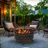Sunnydaze Outdoor Camping or Backyard Crossweave Cut Out Fire Pit with Spark Screen and Log Poker - 2 of 4