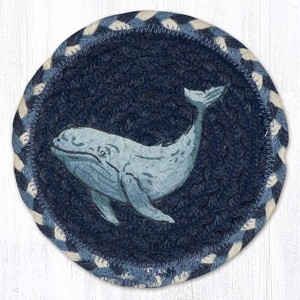Earth Rugs Decorative Beluga Whale Round Coaster 7" Coastal Farmhouse Dining Mat - 1 of 3