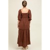 Pinkblush Brown Floral Smocked Puff Sleeve Maternity Maxi Dress - 4 of 4