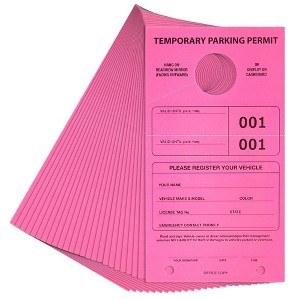 Juvale 100 Pack Pink Temporary Parking Permit Hang Tags for Car Rear View Mirror, Numbered 1-100 Plastic Hanging Placards, Bulk, 7.75 x 4.25 In - 1 of 4