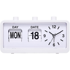 REGALWOVEN Silent Non Tick Clock with Calendar and Week Home Decor Desk Clocks for Office - 1 of 4