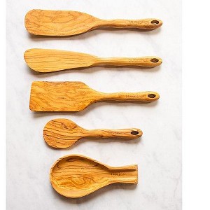 Blue Jean Chef 5-Piece Multi-Purpose Olive Wood Utensil Set Refurbished Brown - 1 of 2
