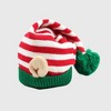 Anna-Kaci Women's Christmas Elf Striped Knit Hat Striped Beanie with Pom-Pom & Elf Ears for Holiday Parties & Festive Decor - 2 of 4