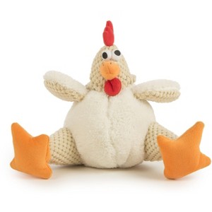 goDog Checkers Fat Rooster Squeaky Plush Dog Toy, Chew Guard Technology - White, Large - 1 of 4