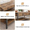 41" Wood Coffee Table with 2 Storage Drawers, Rustic Rectangular Living Room Tables w/Storage Shelf, Wooden Center Table for Living Room Office - 3 of 4