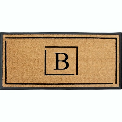 A1HC Natural Coir Monogrammed Doormat, Anti-Shed Treated Durable Front Door Mat for Outdoor Entrance, Easy to Clean Entrymat 24"x48"