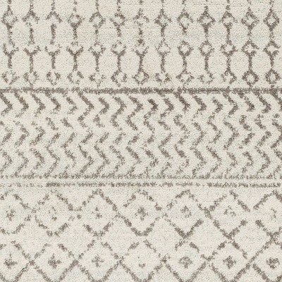 Louise Gray and White Synthetic Oval Area Rug 5' x 8'