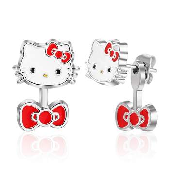 Hello Kitty Fashion Rhodium Plated Front Back Earrings 