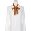 INSPIRE CHIC Women's Solid Contrast Color Pleated Long Satin Neck Scarves 49.2"x4.3" 1 Pc - 2 of 4