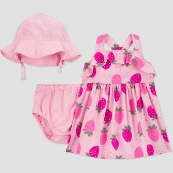 Carter's Just One You® Baby Girls' Strawberries Top & Bottom Set with Hat - Pink