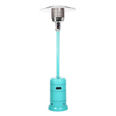 Fire Sense All Seasons Patio Heater With Wheels 46,000 BTU Output Portable Outdoor Propane Heater Patio Heater - Aqua Blue