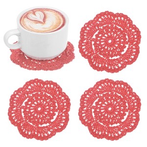 Unique Bargains Round Handmade Crochet Cotton Cup Coaster Placemats Home Decoration - 1 of 4