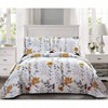 King Size Floral Quilt Set, Reversible Yellow Flower Bedding with 2 Pillow Shams - 2 of 4