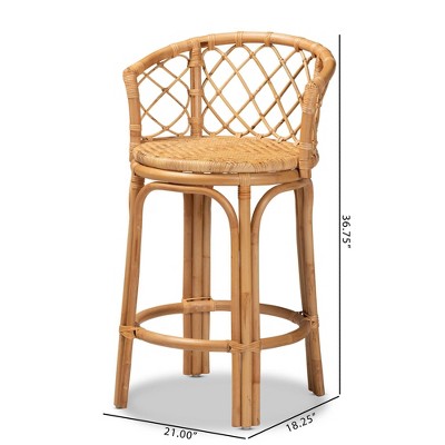 Serene Bohemian Natural Brown Rattan Adjustable Counter Stool