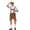 Men's Retro 2-Piece Outfit - Shorts Jumpsuit with Floral Straps and White V Neck Shirt Vintage Costume for Parties - 3 of 4