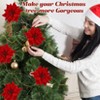 24 Pcs Poinsettia Flowers Artificial, 6.3 in Large Velvet Christmas Flowers with Stems, Floral Picks for Christmas Tree Wreath Ornaments Decor - 2 of 4