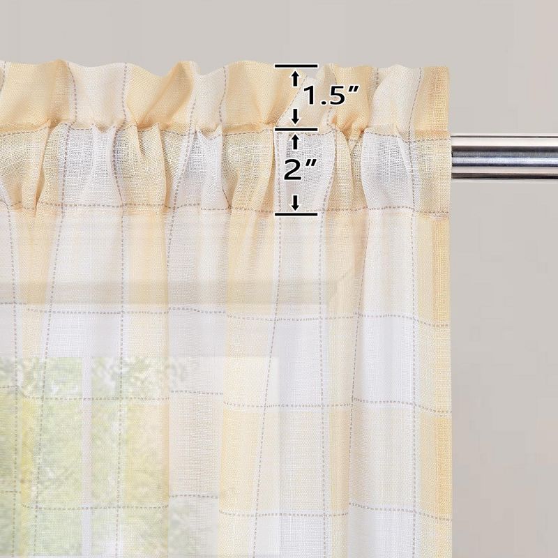 Whizmax Tier Curtains Farmhouse Plaid Check Light Filtering Sheer for Kitchen Window, Set of 2, 2 of 6