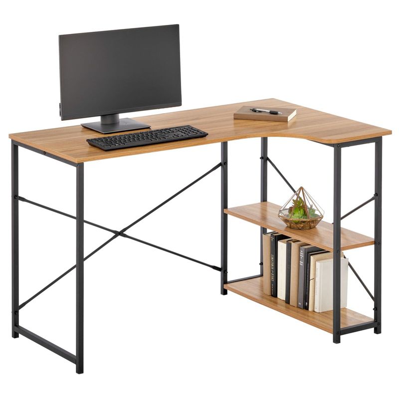 mDesign L-Shape Home Office Corner Desk with Shelves, 1 of 6