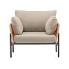 Modern Outdoor Lounge Chair, 36" Iron Lounge Chair with Rope Weave Design, Chairs with Iron Legs and PE Cushions-Coolbibila - 4 of 4